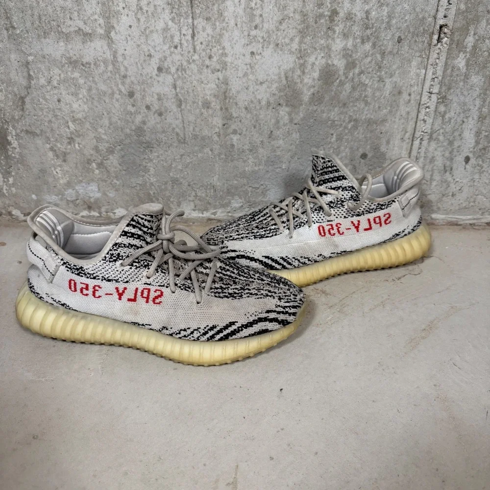 Adidas Yeezy Boost 350 V2 Zebra White Black Red CP9654 Mens 9.5